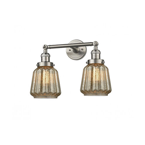 Franklin Restoration Chatham LED 16 inch Brushed Satin Nickel Bath Vanity Light Wall Light in Mercury Glass, Franklin Restoration