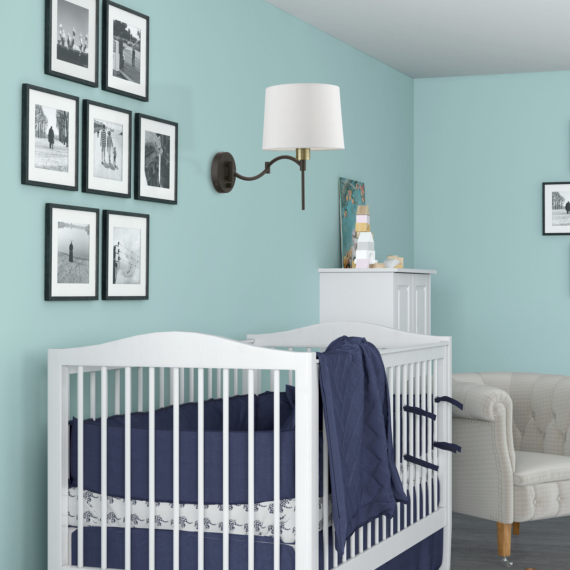 Allison 10 inch 60.00 watt Bronze with Antique Brass Accent Swing Arm Wall Lamp Wall Light