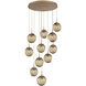 Aster Incandescent 11 Light Novel Brass Chandelier Ceiling Light, Round Multi-Pendant