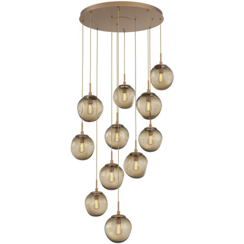 Aster Incandescent 11 Light Novel Brass Chandelier Ceiling Light, Round Multi-Pendant