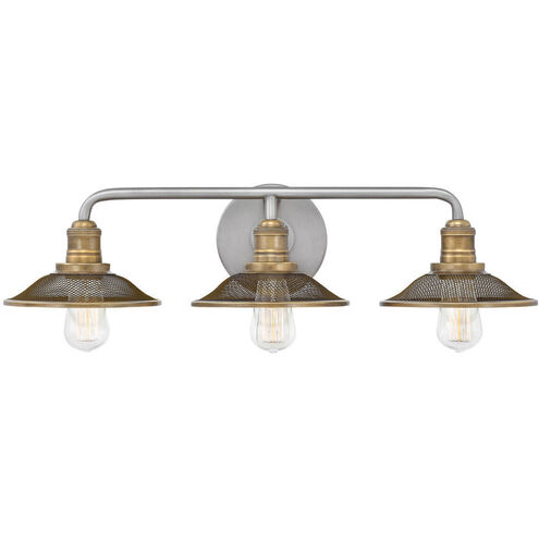 Rigby 3 Light 27 inch Antique Nickel with Heritage Brass Vanity Light Wall Light