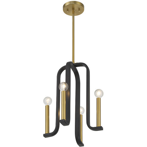 Archway 4 Light 14 inch Matte Black with Warm Brass Pendant Ceiling Light