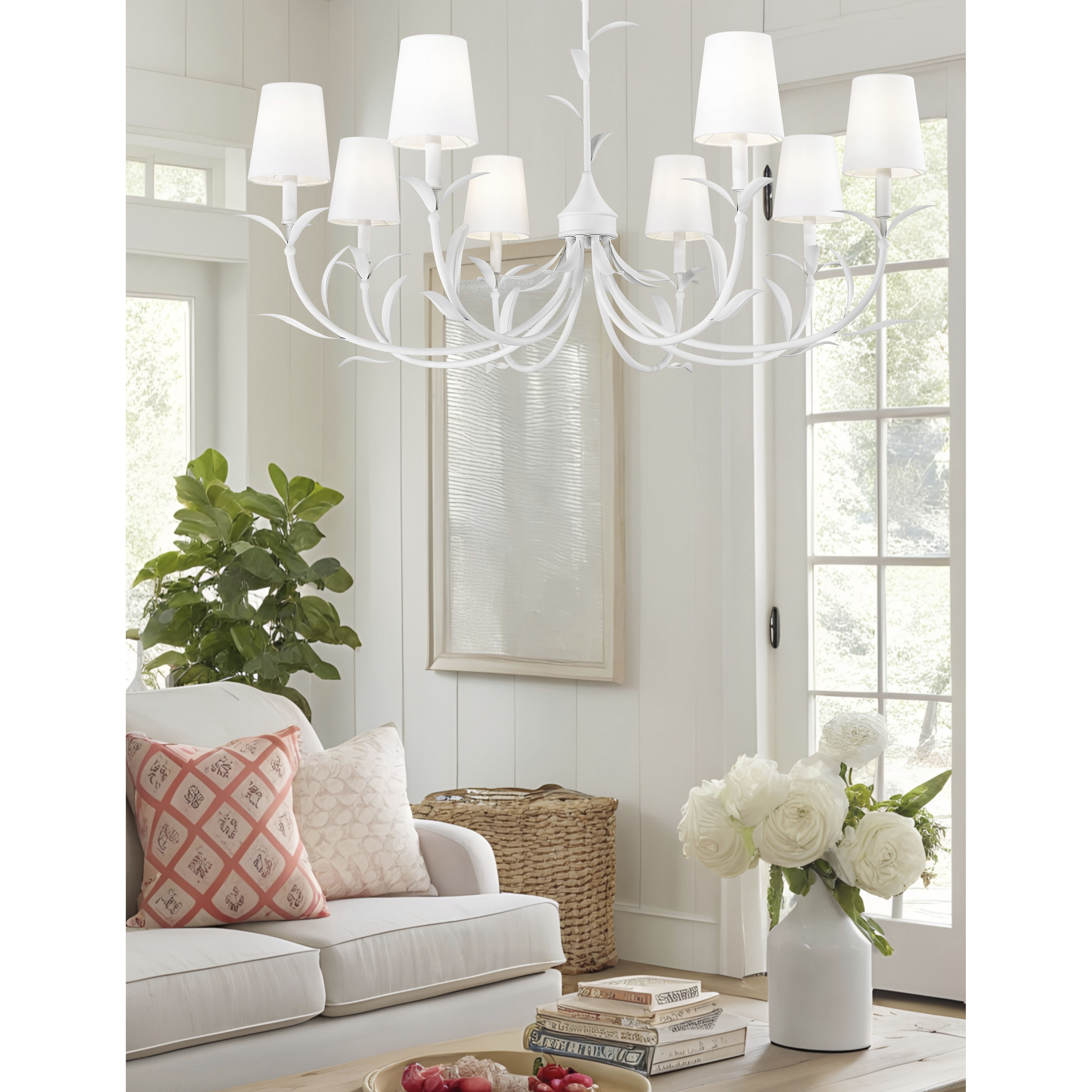 Aslin 8 Light 42 inch Textured White Chandelier Ceiling Light