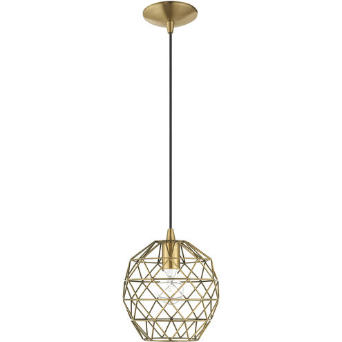 Geometric 1 Light 8 inch Antique Brass Mini Pendant Ceiling Light