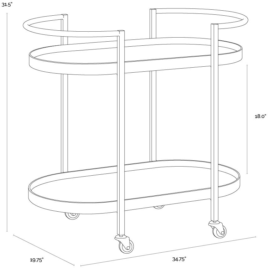 Bartlett Black / Antique Brass Bar Cart