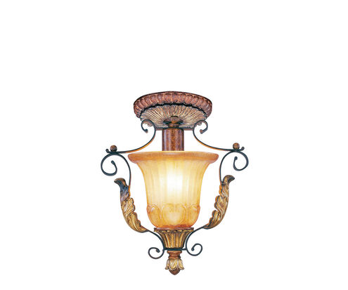 Villa Verona 1 Light 10 inch Verona Bronze with Aged Gold Leaf Accents Semi-Flush Mount Ceiling Light