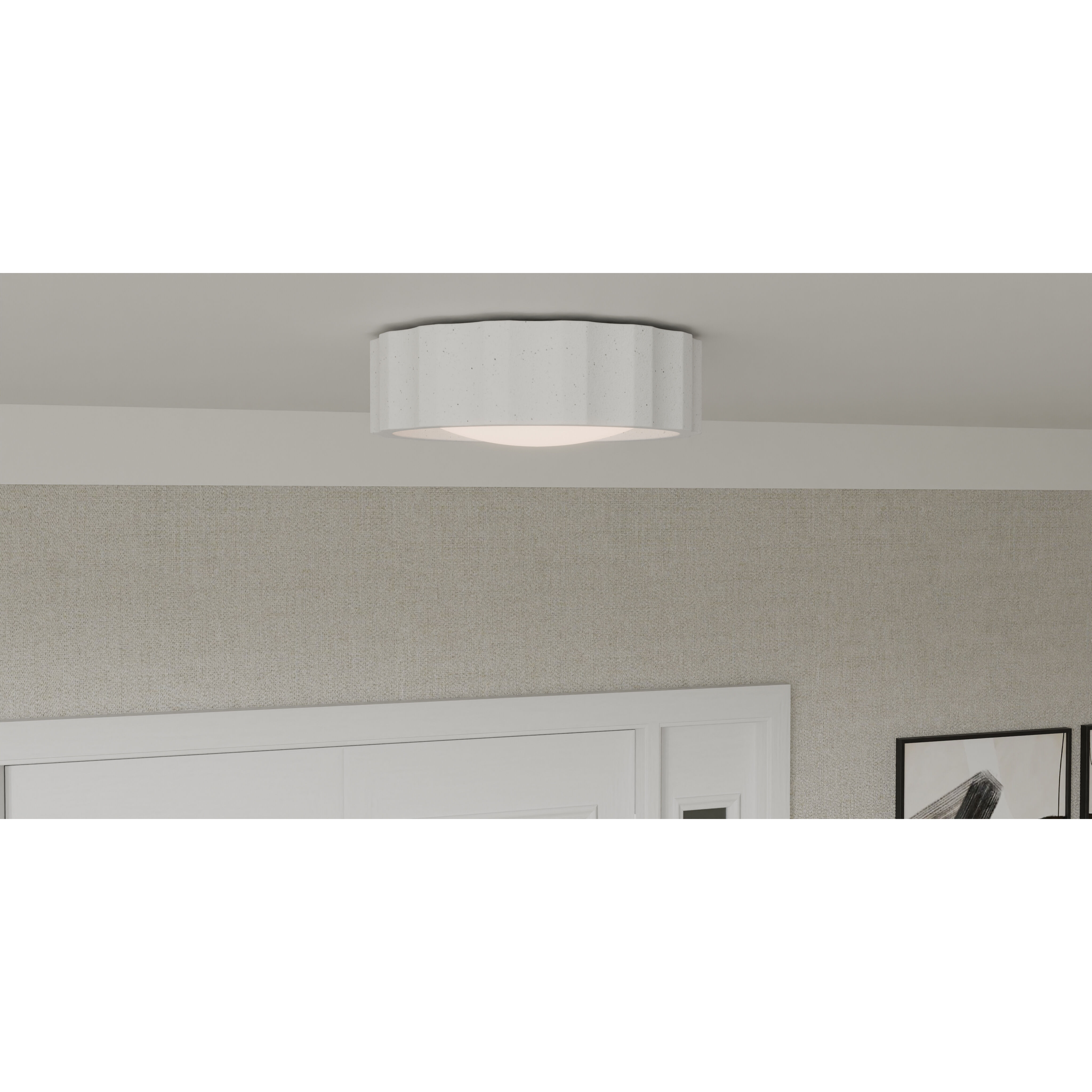 Roscoe 2 Light 15 inch Textured White Flush Mount Ceiling Light, Medium
