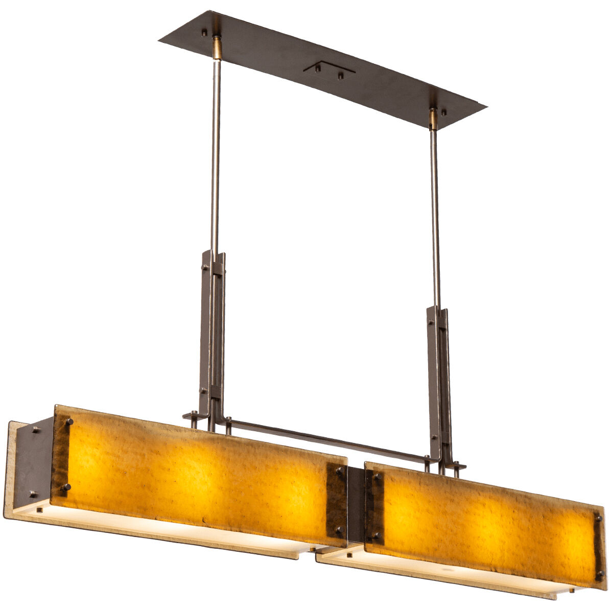 Urban Loft 6 Light 44.4 inch Burnished Bronze Linear Pendant Ceiling Light in Frosted Granite, E26 Incandescent, Trestle