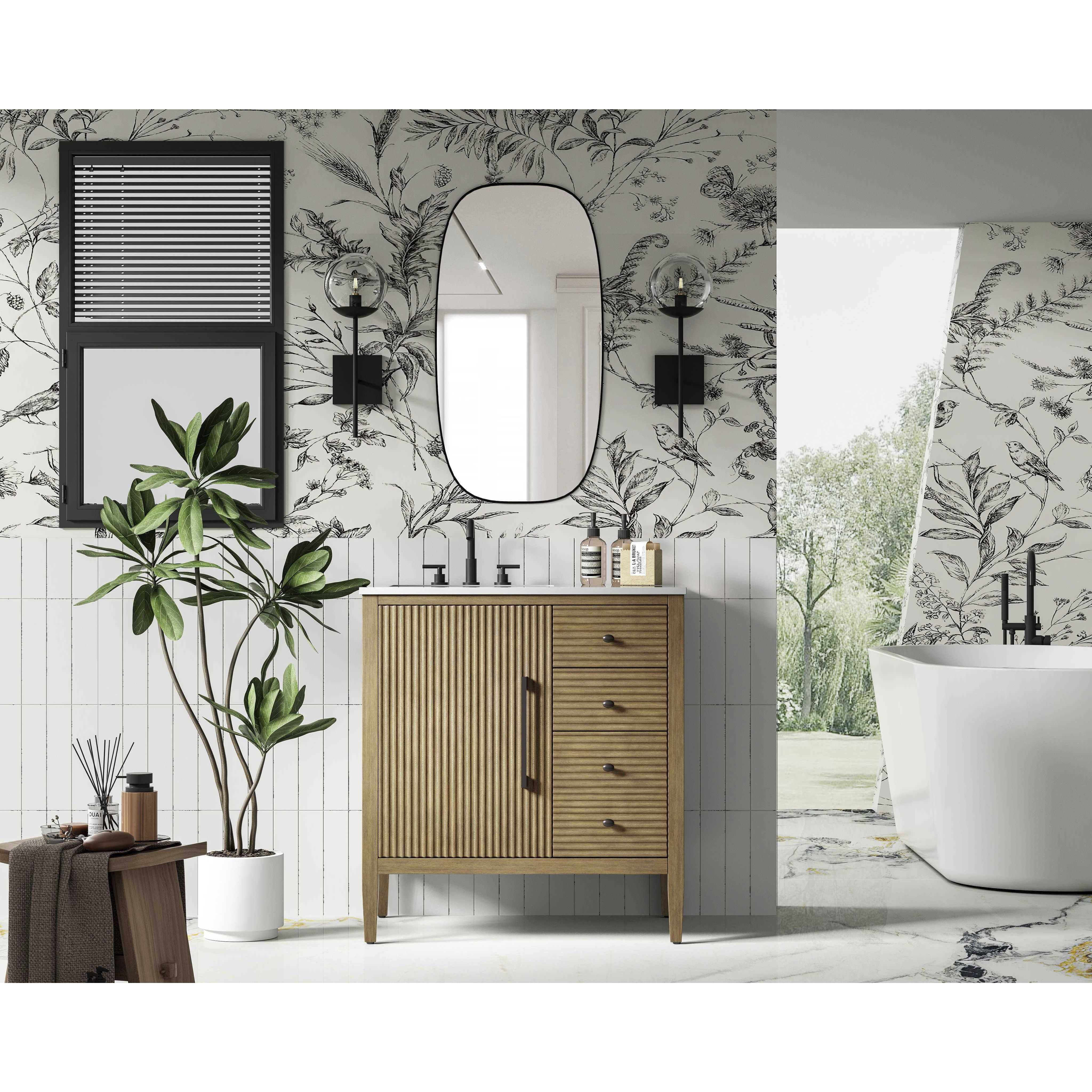 Blakely 32 X 34 inch Linen Oak Bathroom Vanity Cabinet