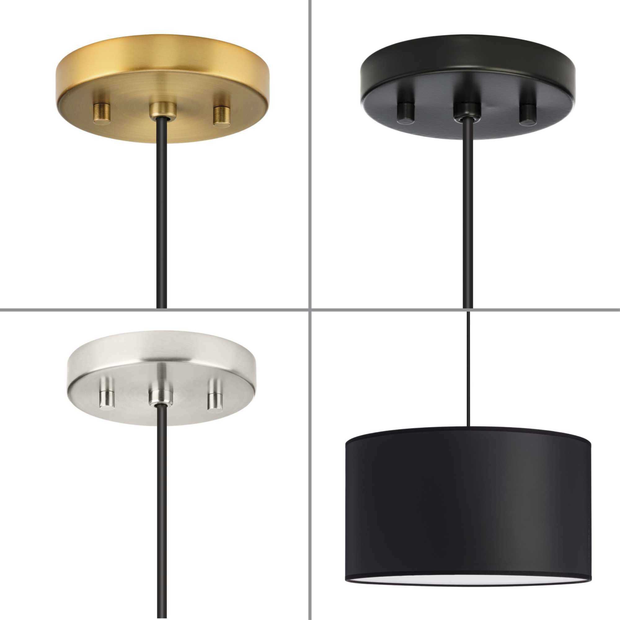 Markor 3 Light 18.12 inch Brushed Nickel/Matte Black/Vintage Brass Drum Pendant Ceiling Light in Black Parchment