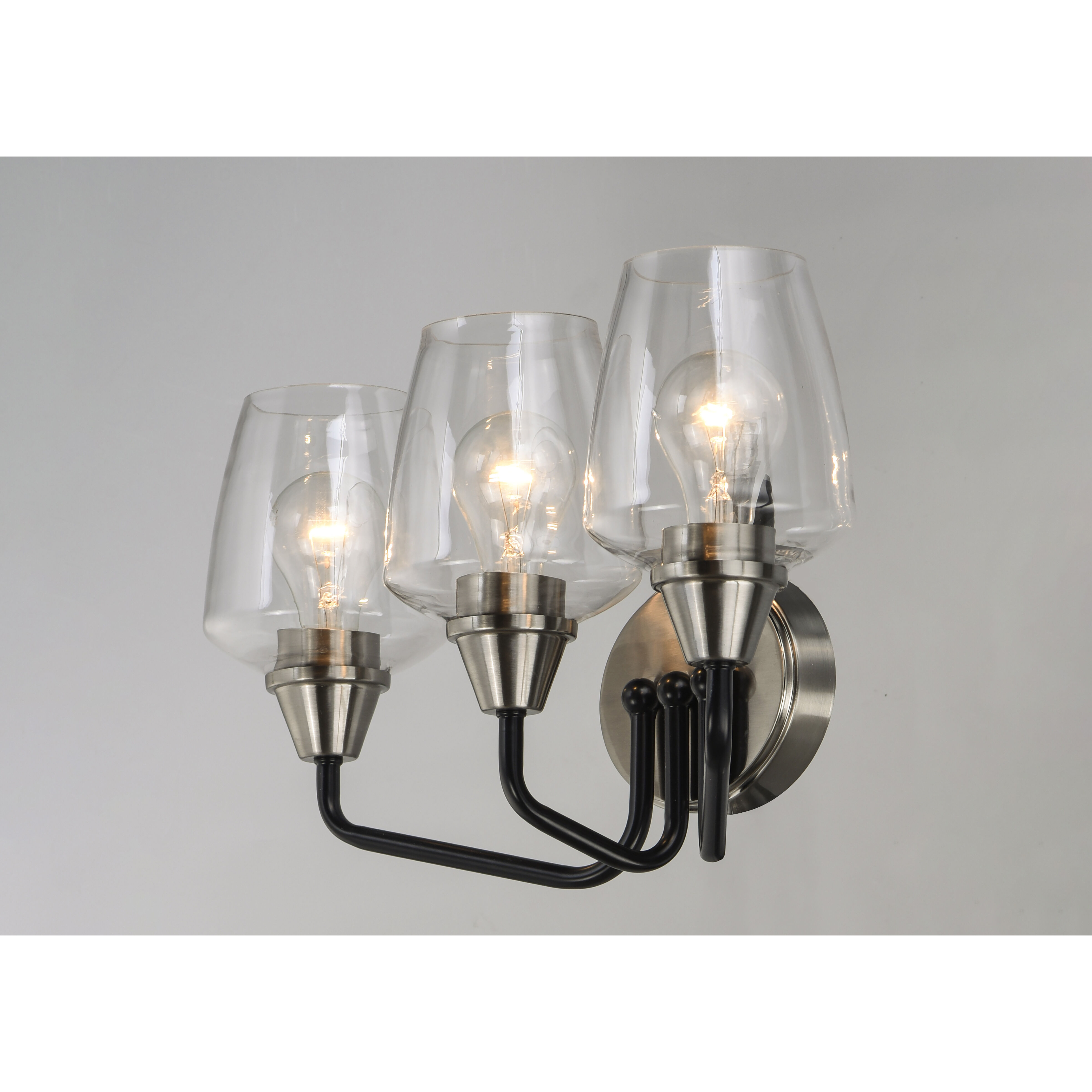 Goblet 3 Light 18 inch Black/Satin Nickel Bath Vanity Wall Light in Black and Satin Nickel