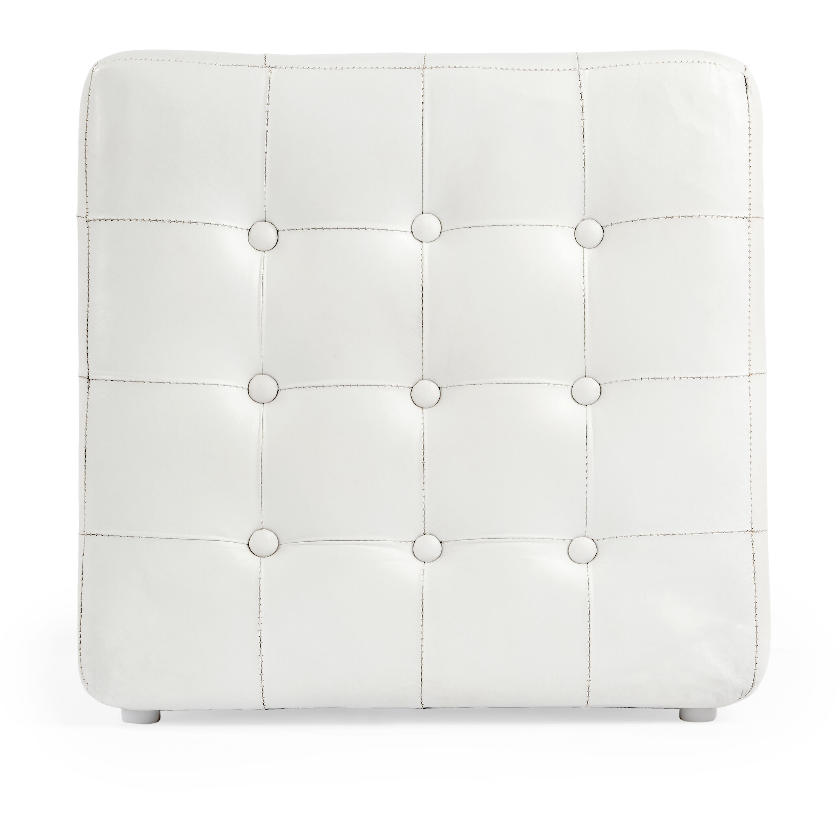 Leon Leather Cube Ottoman in White