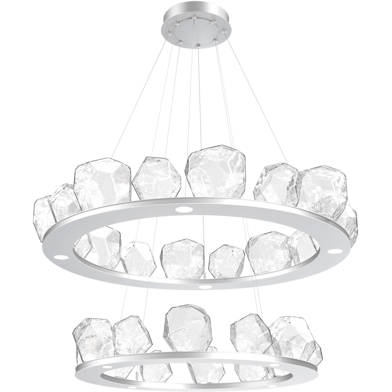 Gem LED 48.7 inch Classic Silver Chandelier Ceiling Light, Two-Tier Ring
