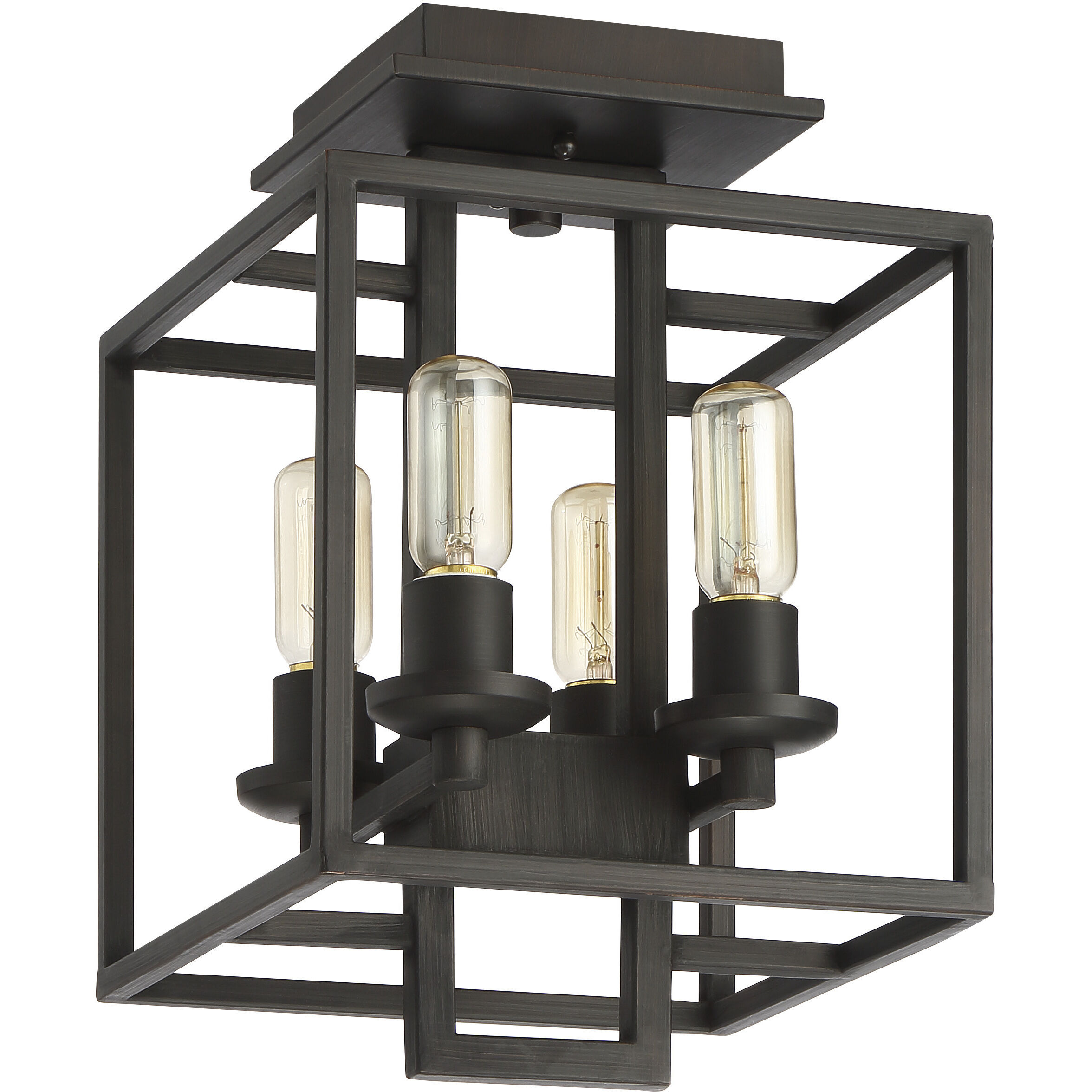 Cubic 4 Light 11 inch Aged Bronze Brushed Semi Flush Ceiling Light