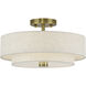 Monroe 3 Light 15 inch Antique Brass Semi Flush Mount Ceiling Light, Large