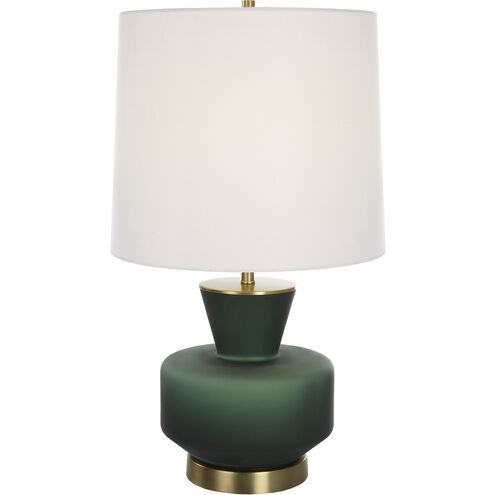 Trentino 28 inch 150 watt Emerald Green Glass and Antique Brass Table Lamp Portable Light