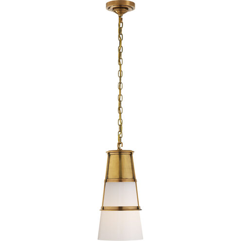 Thomas O'Brien Robinson 1 Light 8 inch Hand-Rubbed Antique Brass Pendant Ceiling Light in White Glass, Thomas O'Brien, Medium, White Glass