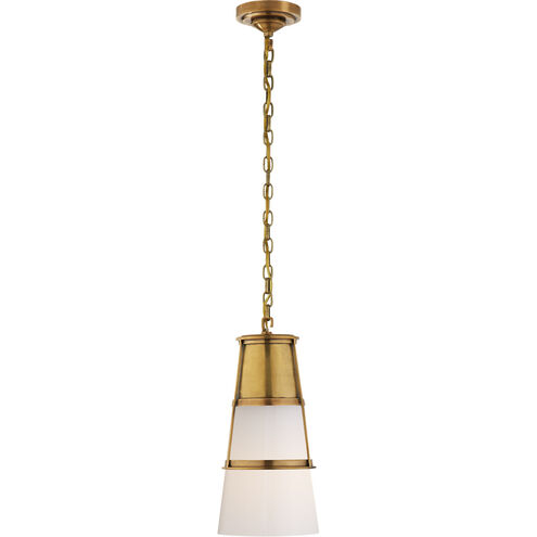 Thomas O'Brien Robinson 1 Light 7.5 inch Hand-Rubbed Antique Brass Pendant Ceiling Light in White Glass, Medium