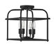 Transitional 4 Light 12 inch Matte Black Semi-Flush Ceiling Light