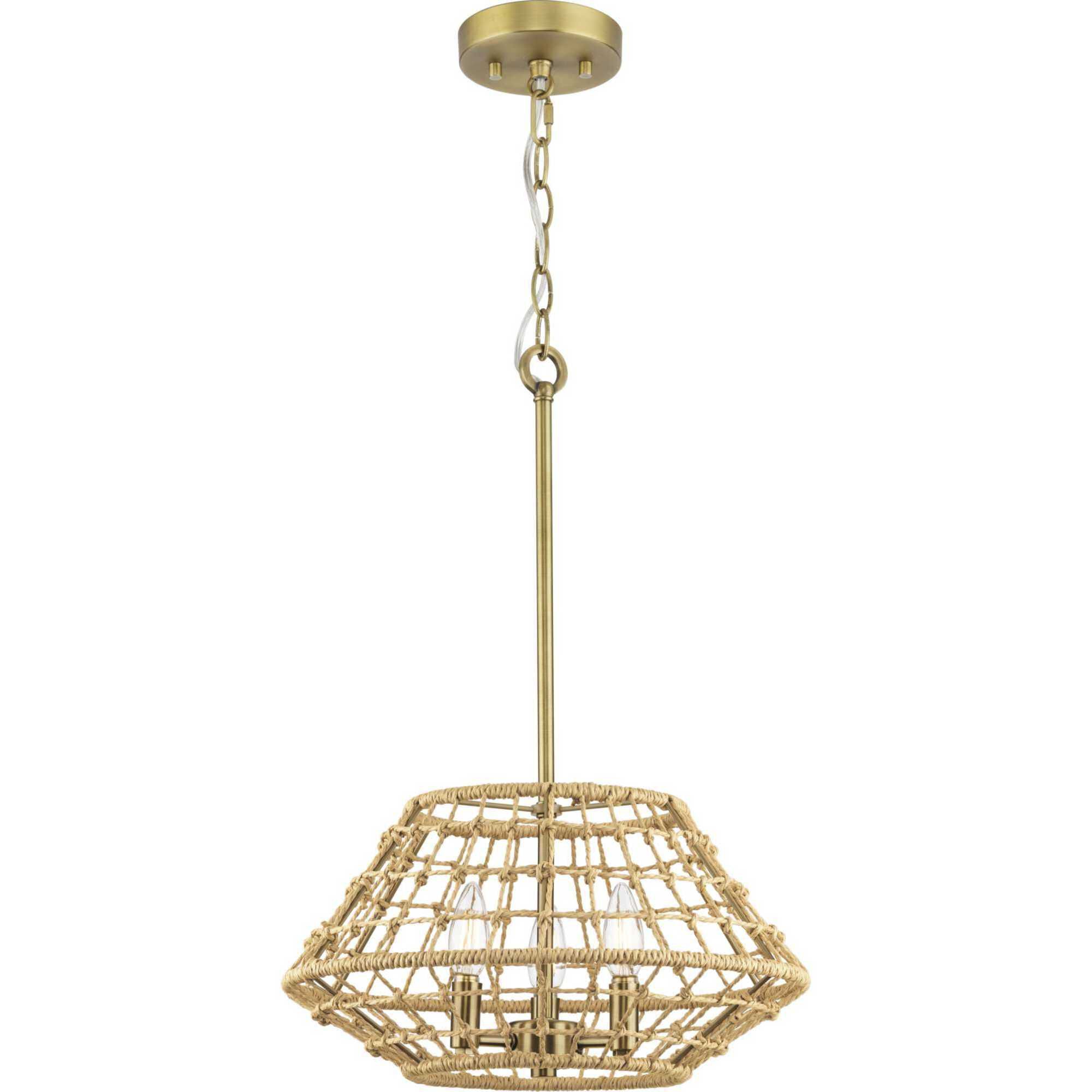 Laila 3 Light 16 inch Vintage Brass Semi-Flush Mount Convertible Ceiling Light, Design Series