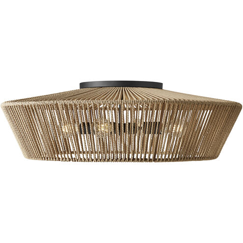 Eco LED 30 inch Matte Black Semi-Flush Ceiling Light in Natural