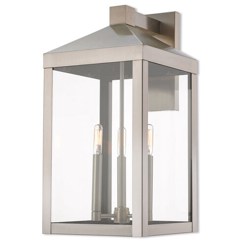 Nyack 3 Light 22 inch Brushed Nickel Outdoor Wall Lantern