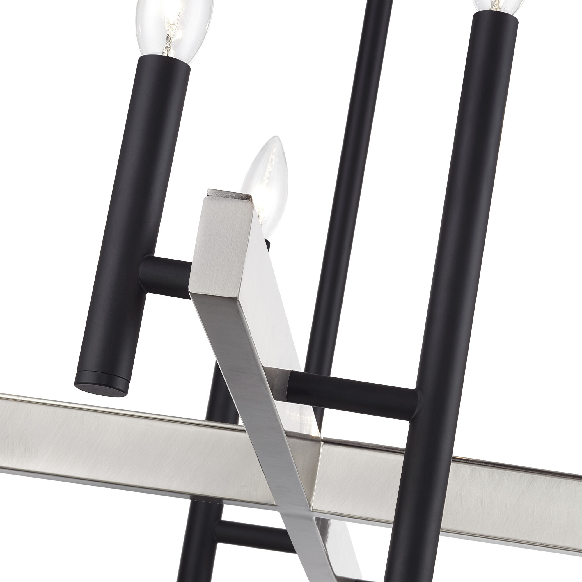 Denmark 8 Light 36 inch Black with Brushed Nickel Accents Chandelier Ceiling Light