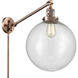 XX-Large Beacon 20 inch 100 watt Antique Copper Swing Arm Wall Light in Seedy Glass, Franklin Restoration