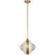 Waterford Copper Coast LED 15 inch Natural Brass Karo and Olive Cut Pendant Ceiling Light