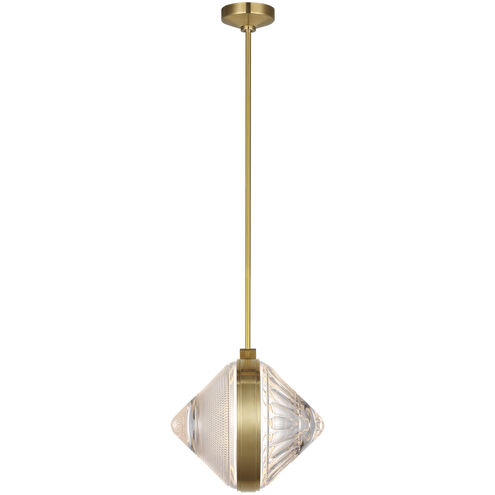 Waterford Copper Coast LED 15 inch Natural Brass Karo and Olive Cut Pendant Ceiling Light