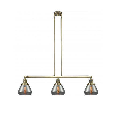 Franklin Restoration Fulton LED 39 inch Antique Brass Island Light Ceiling Light in Plated Smoke Glass, Franklin Restoration