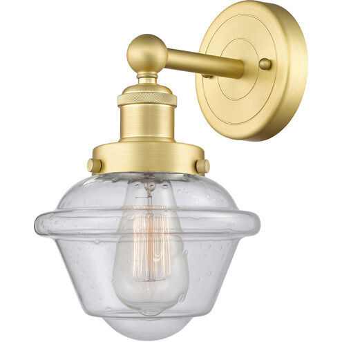 Oxford 1 Light 6.5 inch Satin Gold Sconce Wall Light in Seedy Glass