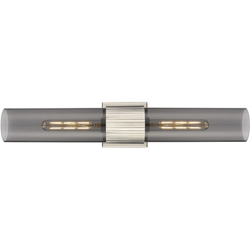 Bolivar 2 Light 4 inch Polished Nickel Bath Vanity Light Wall Light in Plated Smoke Glass
