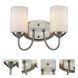 Cardinal 2 Light 11.5 inch Brushed Nickel Bath Vanity Light Wall Light