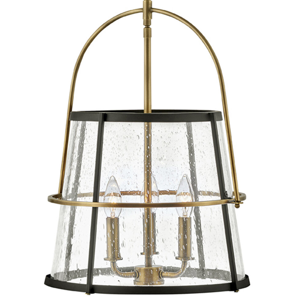 Tournon 3 Light 15 inch Heritage Brass with Black Indoor Pendant Ceiling Light