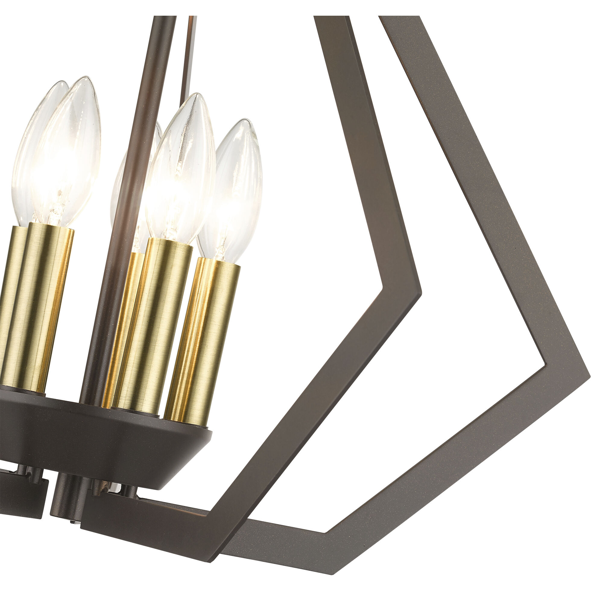 Prism 5 Light 20 inch English Bronze with Antique Brass Finish Accents Chandelier Ceiling Light