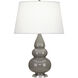 Small Triple Gourd 24 inch 150 watt Smoky Taupe Accent Lamp Portable Light in Antique Silver