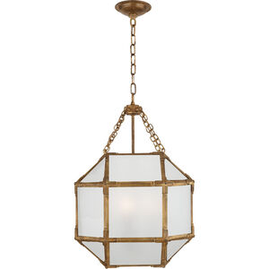 Suzanne Kasler Morris 3 Light 13.5 inch Gilded Iron Lantern Pendant Ceiling Light in Frosted Glass, Small