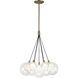 Bolla LED 16.5 inch Brushed Gold Chandelier Ceiling Light in Clear Glass and Interior Opal Glass