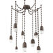 Pebble LED 14.3 inch Flat Bronze Swag Multi-Pendant Ceiling Light in 3000K LED, Rectangular Chain