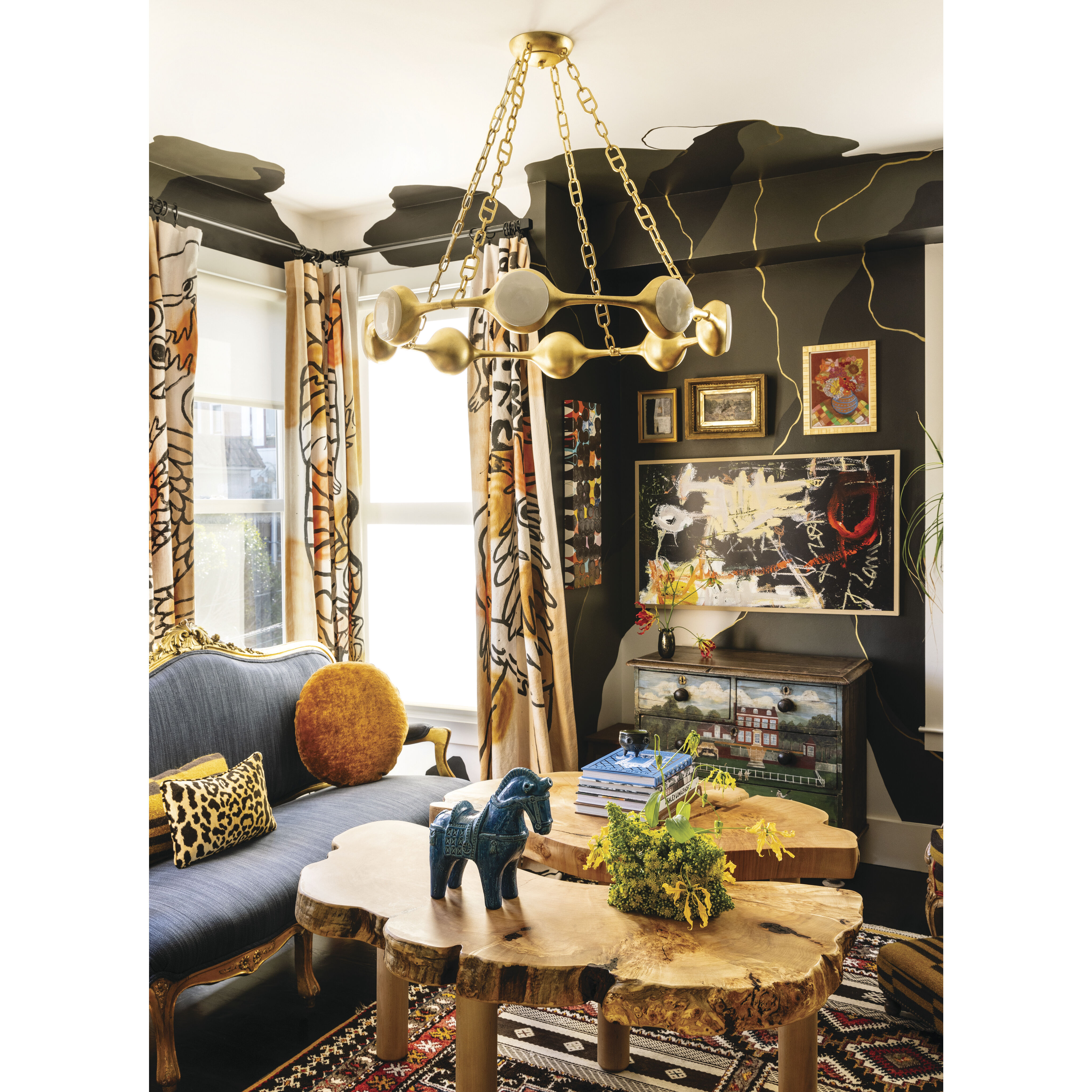 Riviere LED 40 inch Vintage Gold Leaf Chandelier Ceiling Light