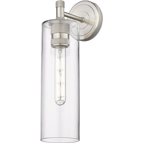 Crown Point Sconce Wall Light in Satin Nickel, Clear Glass