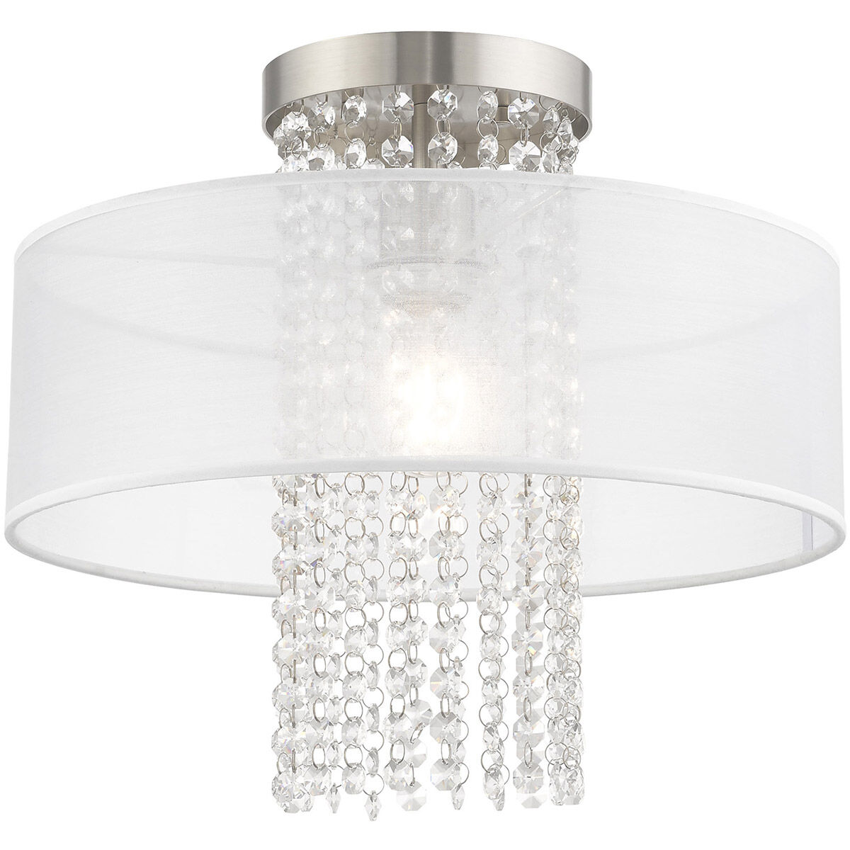 Bella Vista 1 Light 15 inch Brushed Nickel Semi-Flush Mount Ceiling Light