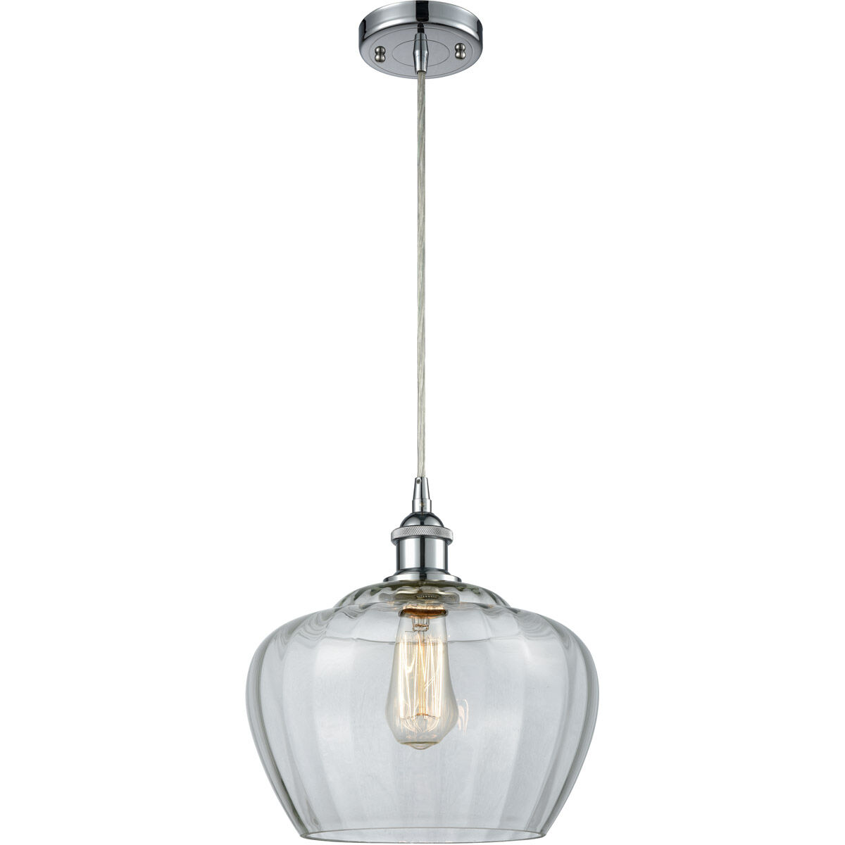 Ballston Large Fenton LED 11 inch Polished Chrome Mini Pendant Ceiling Light in Clear Glass, Ballston