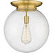 Beacon 1 Light 15.75 inch Satin Gold Flush Mount Ceiling Light