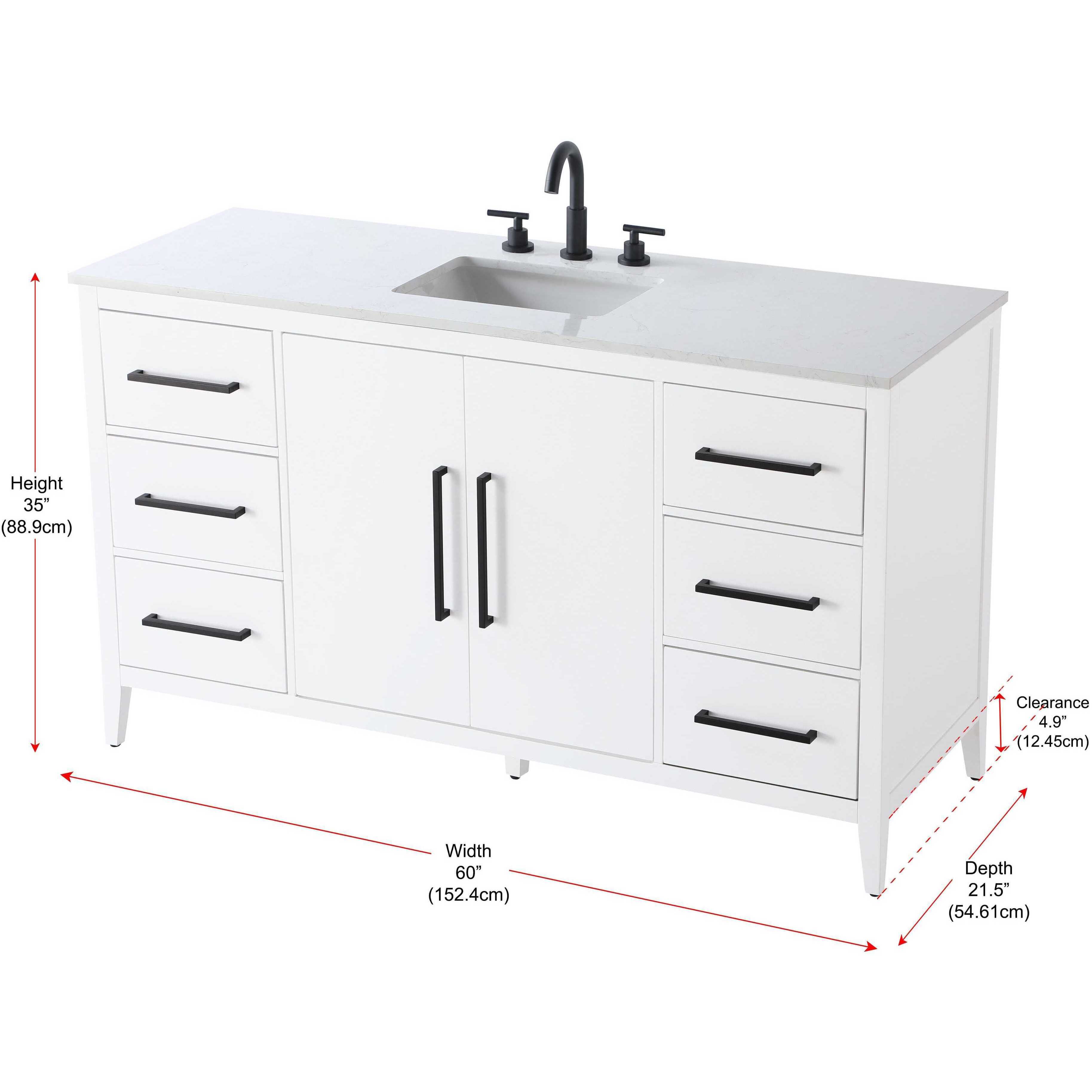 Millie 60 X 35 inch White Bathroom Vanity Cabinet