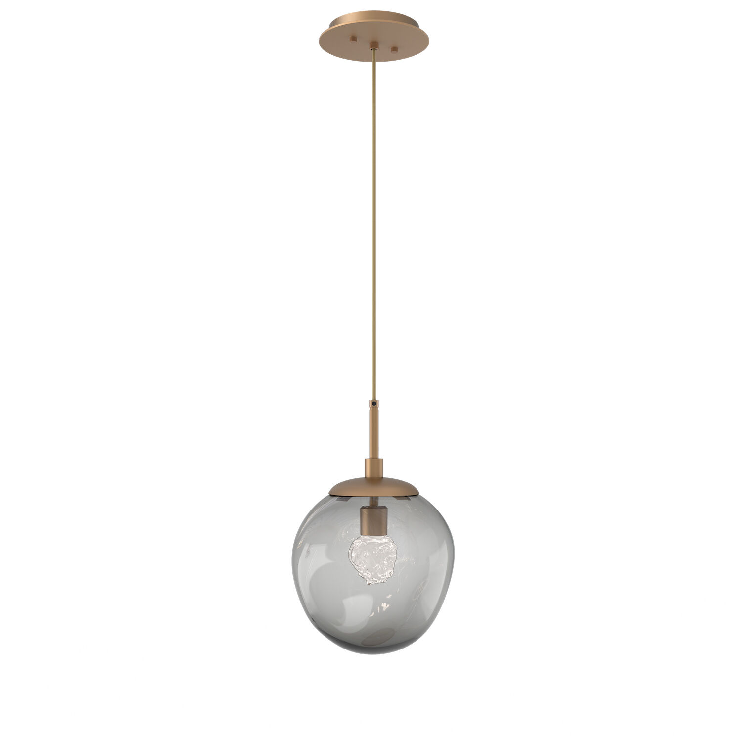 Aster LED LED 10 inch Novel Brass Pendant Ceiling Light in 2700K LED, Floret Inner - Smoke Outer