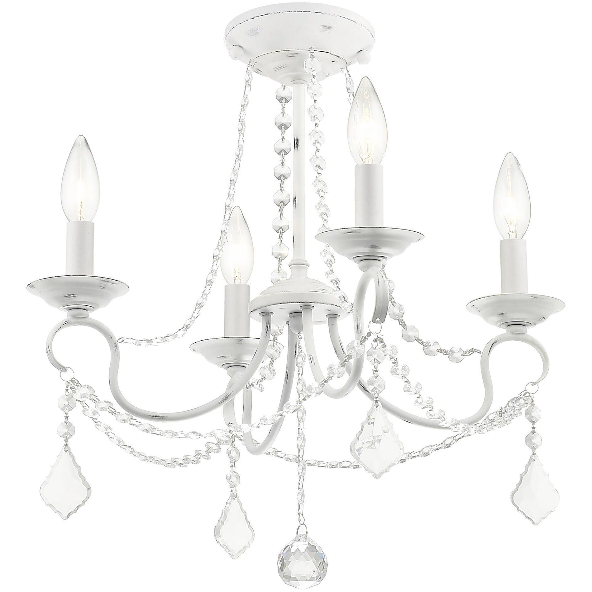 Pennington 4 Light 18 inch Antique White Convertible Mini Chandelier/Ceiling Mount Ceiling Light