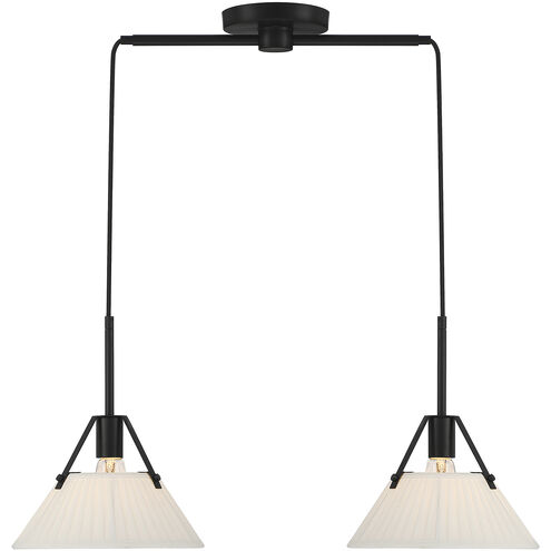 Vintage 2 Light 29 inch Matte Black Linear Chandelier Ceiling Light