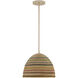 Stella 1 Light 13 inch Matte White and Natural Rattan Color Pendant Ceiling Light